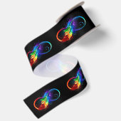 Unendliches Symbol mit Regenbogenfederhalter Satinband (Rückseite)