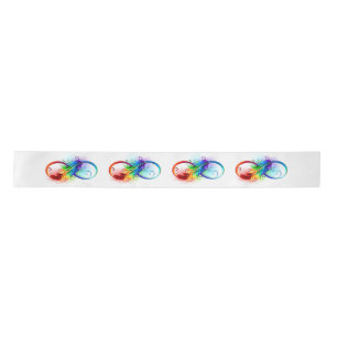 Unendliches Symbol mit Regenbogenfederhalter Satinband
