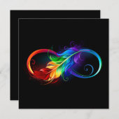 Unendliches Symbol mit Regenbogenfederhalter Save The Date (Vorne/Hinten)