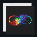 Unendliches Symbol mit Regenbogenfederhalter Save The Date<br><div class="desc">Künstlich gezeichnet Unendlichkeitssymbol mit schöner Regenbogenfeder auf weißem Hintergrund. Tattoo-Stil.</div>