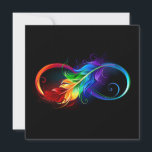 Unendliches Symbol mit Regenbogenfederhalter Save The Date<br><div class="desc">Künstlich gezeichnet Unendlichkeitssymbol mit schöner Regenbogenfeder auf weißem Hintergrund. Tattoo-Stil.</div>