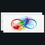Unendliches Symbol mit Regenbogenfederhalter Save The Date<br><div class="desc">Künstlich gezeichnet Unendlichkeitssymbol mit schöner Regenbogenfeder auf weißem Hintergrund. Tattoo-Stil.</div>