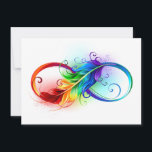Unendliches Symbol mit Regenbogenfederhalter Save The Date<br><div class="desc">Künstlich gezeichnet Unendlichkeitssymbol mit schöner Regenbogenfeder auf weißem Hintergrund. Tattoo-Stil.</div>