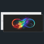 Unendliches Symbol mit Regenbogenfederhalter Save The Date<br><div class="desc">Künstlich gezeichnet Unendlichkeitssymbol mit schöner Regenbogenfeder auf weißem Hintergrund. Tattoo-Stil.</div>