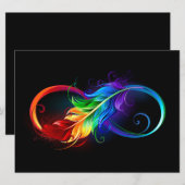 Unendliches Symbol mit Regenbogenfederhalter Save The Date (Vorne/Hinten)