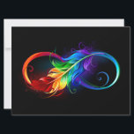 Unendliches Symbol mit Regenbogenfederhalter Save The Date<br><div class="desc">Künstlich gezeichnet Unendlichkeitssymbol mit schöner Regenbogenfeder auf weißem Hintergrund. Tattoo-Stil.</div>