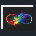 Unendliches Symbol mit Regenbogenfederhalter Save The Date<br><div class="desc">Künstlich gezeichnet Unendlichkeitssymbol mit schöner Regenbogenfeder auf weißem Hintergrund. Tattoo-Stil.</div>