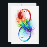 Unendliches Symbol mit Regenbogenfederhalter Save The Date<br><div class="desc">Künstlich gezeichnet Unendlichkeitssymbol mit schöner Regenbogenfeder auf weißem Hintergrund. Tattoo-Stil.</div>