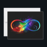 Unendliches Symbol mit Regenbogenfederhalter Save The Date<br><div class="desc">Künstlich gezeichnet Unendlichkeitssymbol mit schöner Regenbogenfeder auf weißem Hintergrund. Tattoo-Stil.</div>