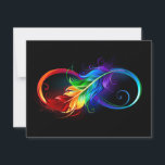 Unendliches Symbol mit Regenbogenfederhalter Save The Date<br><div class="desc">Künstlich gezeichnet Unendlichkeitssymbol mit schöner Regenbogenfeder auf weißem Hintergrund. Tattoo-Stil.</div>