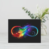 Unendliches Symbol mit Regenbogenfederhalter Save The Date (Stehend Vorderseite)