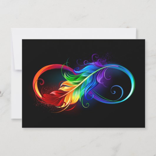 Unendliches Symbol mit Regenbogenfederhalter Save The Date (Vorderseite)