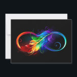 Unendliches Symbol mit Regenbogenfederhalter Save The Date<br><div class="desc">Künstlich gezeichnet Unendlichkeitssymbol mit schöner Regenbogenfeder auf weißem Hintergrund. Tattoo-Stil.</div>