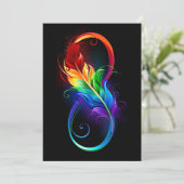 Unendliches Symbol mit Regenbogenfederhalter Save The Date (Stehend Vorderseite)