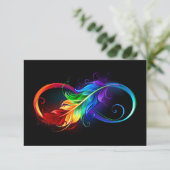 Unendliches Symbol mit Regenbogenfederhalter Save The Date (Stehend Vorderseite)