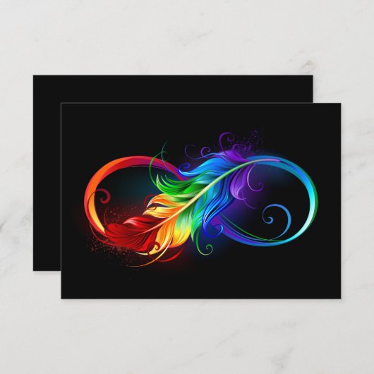 Unendliches Symbol mit Regenbogenfederhalter Save The Date (Vorne/Hinten)