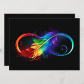 Unendliches Symbol mit Regenbogenfederhalter Save The Date (Vorne/Hinten)