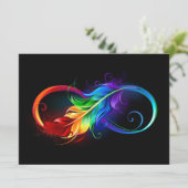 Unendliches Symbol mit Regenbogenfederhalter Save The Date (Stehend Vorderseite)