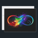 Unendliches Symbol mit Regenbogenfederhalter Save The Date<br><div class="desc">Künstlich gezeichnet Unendlichkeitssymbol mit schöner Regenbogenfeder auf weißem Hintergrund. Tattoo-Stil.</div>