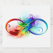 Unendliches Symbol mit Regenbogenfederhalter Schaumweinetikett (Einzelnes Label)