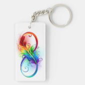 Unendliches Symbol mit Regenbogenfederhalter Schlüsselanhänger (Rückseite)