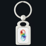 Unendliches Symbol mit Regenbogenfederhalter Schlüsselanhänger<br><div class="desc">Künstlich gezeichnet Unendlichkeitssymbol mit schöner Regenbogenfeder auf weißem Hintergrund. Tattoo-Stil.</div>