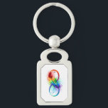 Unendliches Symbol mit Regenbogenfederhalter Schlüsselanhänger<br><div class="desc">Künstlich gezeichnet Unendlichkeitssymbol mit schöner Regenbogenfeder auf weißem Hintergrund. Tattoo-Stil.</div>