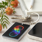 Unendliches Symbol mit Regenbogenfederhalter Schlüsselanhänger (Vorderseite rechts)