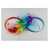 Unendliches Symbol mit Regenbogenfederhalter Schneidebrett (Vorderseite)