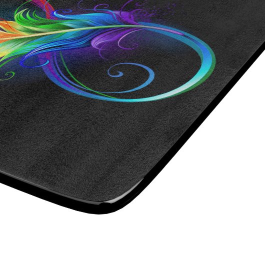 Unendliches Symbol mit Regenbogenfederhalter Schneidebrett (Ecke)