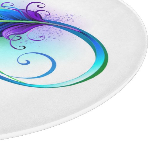 Unendliches Symbol mit Regenbogenfederhalter Schneidebrett (Ecke)