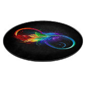 Unendliches Symbol mit Regenbogenfederhalter Schneidebrett (Ecke)