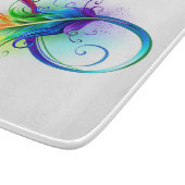 Unendliches Symbol mit Regenbogenfederhalter Schneidebrett (Ecke)