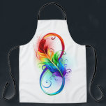 Unendliches Symbol mit Regenbogenfederhalter Schürze<br><div class="desc">Künstlich gezeichnet Unendlichkeitssymbol mit schöner Regenbogenfeder auf weißem Hintergrund. Tattoo-Stil.</div>