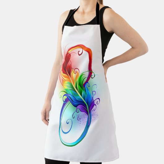 Unendliches Symbol mit Regenbogenfederhalter Schürze (InSitu)