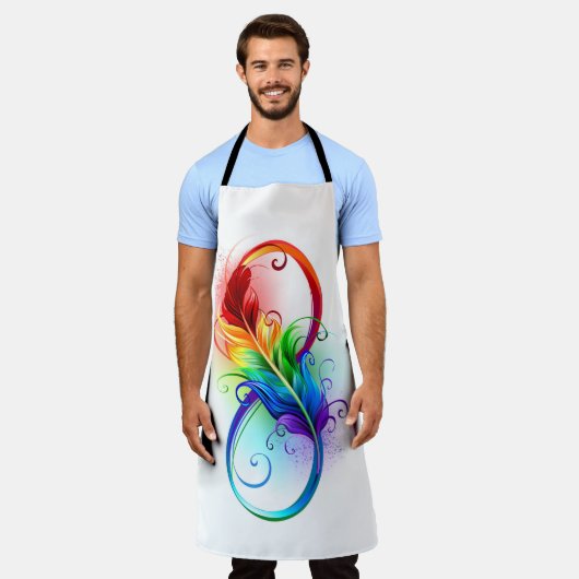 Unendliches Symbol mit Regenbogenfederhalter Schürze (Getragen)