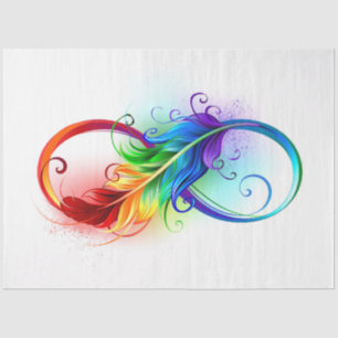 Unendliches Symbol mit Regenbogenfederhalter Seidenpapier