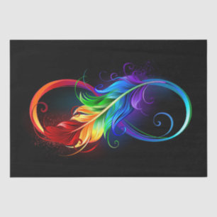 Unendliches Symbol mit Regenbogenfederhalter Seidenpapier