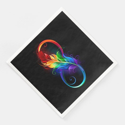 Unendliches Symbol mit Regenbogenfederhalter Serviette (Ecke)