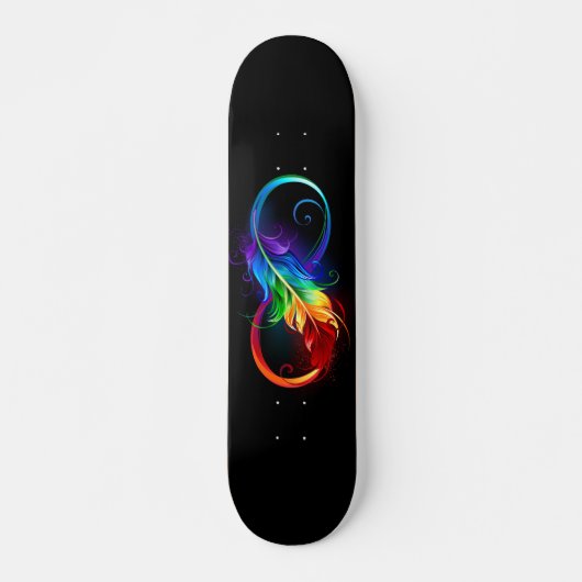Unendliches Symbol mit Regenbogenfederhalter Skateboard (Vorne)