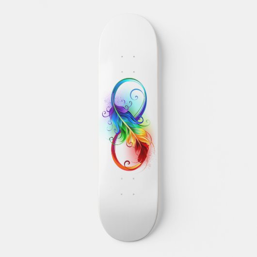 Unendliches Symbol mit Regenbogenfederhalter Skateboard (Vorderseite)