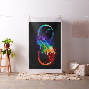 Unendliches Symbol mit Regenbogenfederhalter Stoff