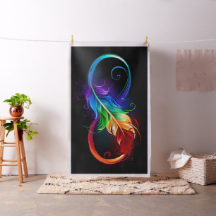 Unendliches Symbol mit Regenbogenfederhalter Stoff