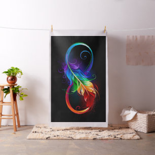 Unendliches Symbol mit Regenbogenfederhalter Stoff