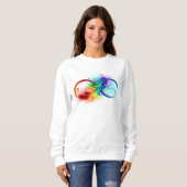 Unendliches Symbol mit Regenbogenfederhalter Sweatshirt (Vorne ganz)
