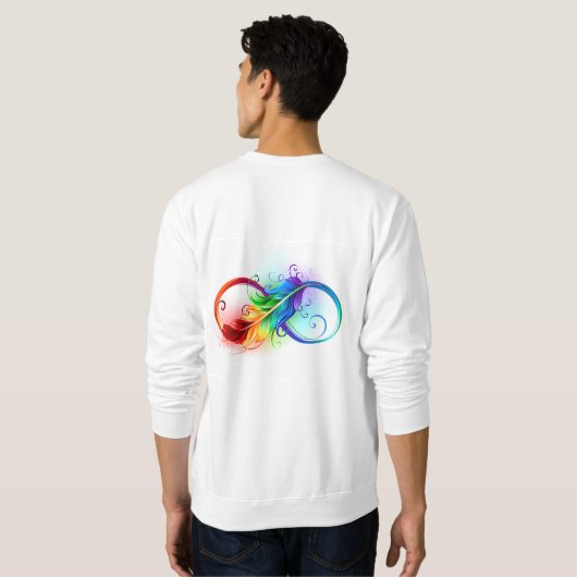 Unendliches Symbol mit Regenbogenfederhalter Sweatshirt (Schwarz voll)