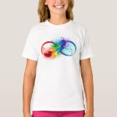 Unendliches Symbol mit Regenbogenfederhalter T-Shirt (Vorderseite)