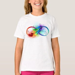 Unendliches Symbol mit Regenbogenfederhalter T-Shirt