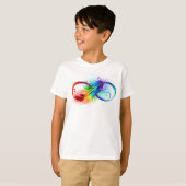 Unendliches Symbol mit Regenbogenfederhalter T-Shirt (Vorne ganz)
