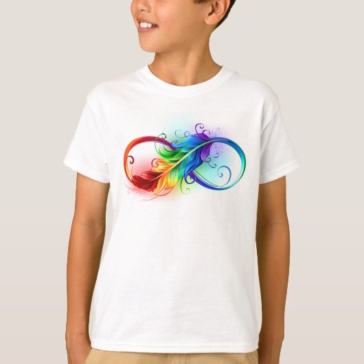 Unendliches Symbol mit Regenbogenfederhalter T-Shirt (Vorderseite)